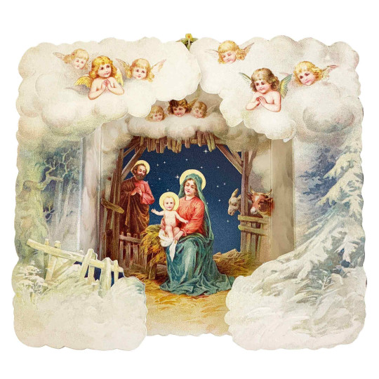 3D Standing Religious Nativity Scene Christmas Card